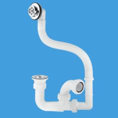 McAlpine FJ10WC 1½" Bath Trap, Centre Pin Waste And Flexible Overflow 75mm Seal